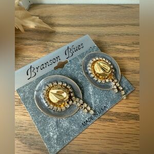 Vintage Branson Blues Womens Western Cowboy Hat Earrings Blue